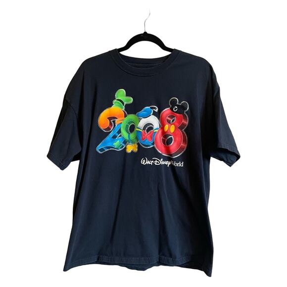 Disney XL Hanes short sleeve t-shirt 2008 Walt Disney World hats navy blue - Picture 1 of 7